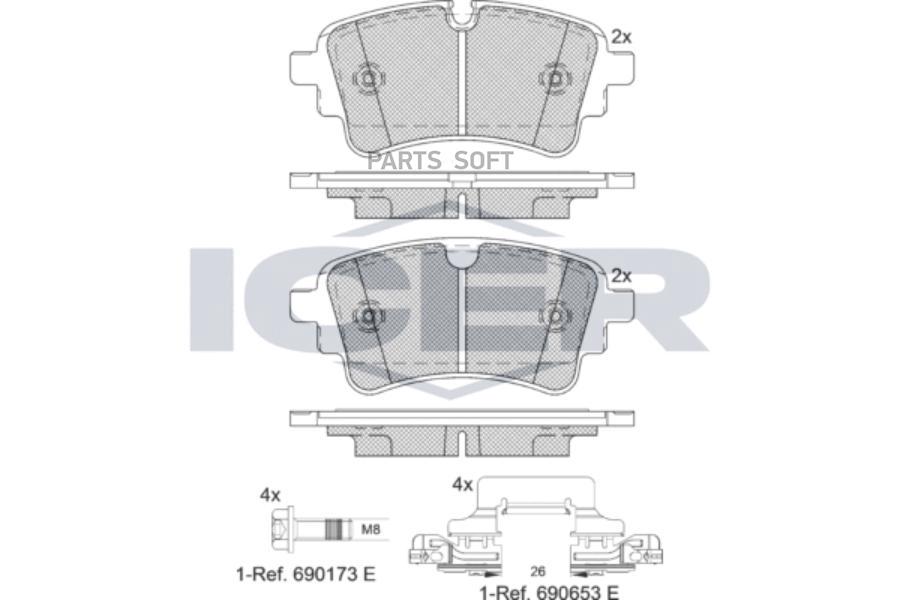 

Тормозные колодки ICER дисковые 182256203