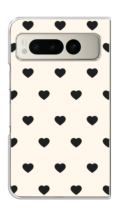 

Чехол на Google Pixel Fold "Черные сердечки на белом", Черный;белый, 271850-1