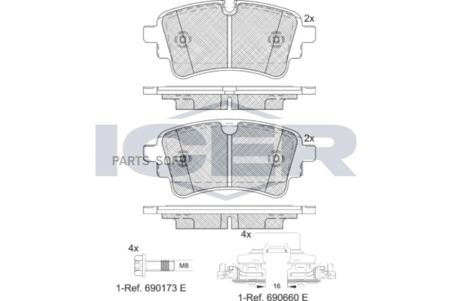 

Тормозные колодки ICER дисковые 182256208