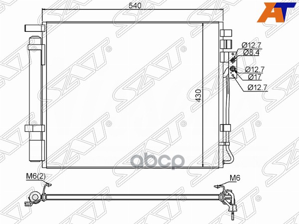 

SAT STKA56394A0 ST-KA56-394-A0_Радиатор кондиционера KIA SORENTO 2,0D/2,2D 09- 1шт