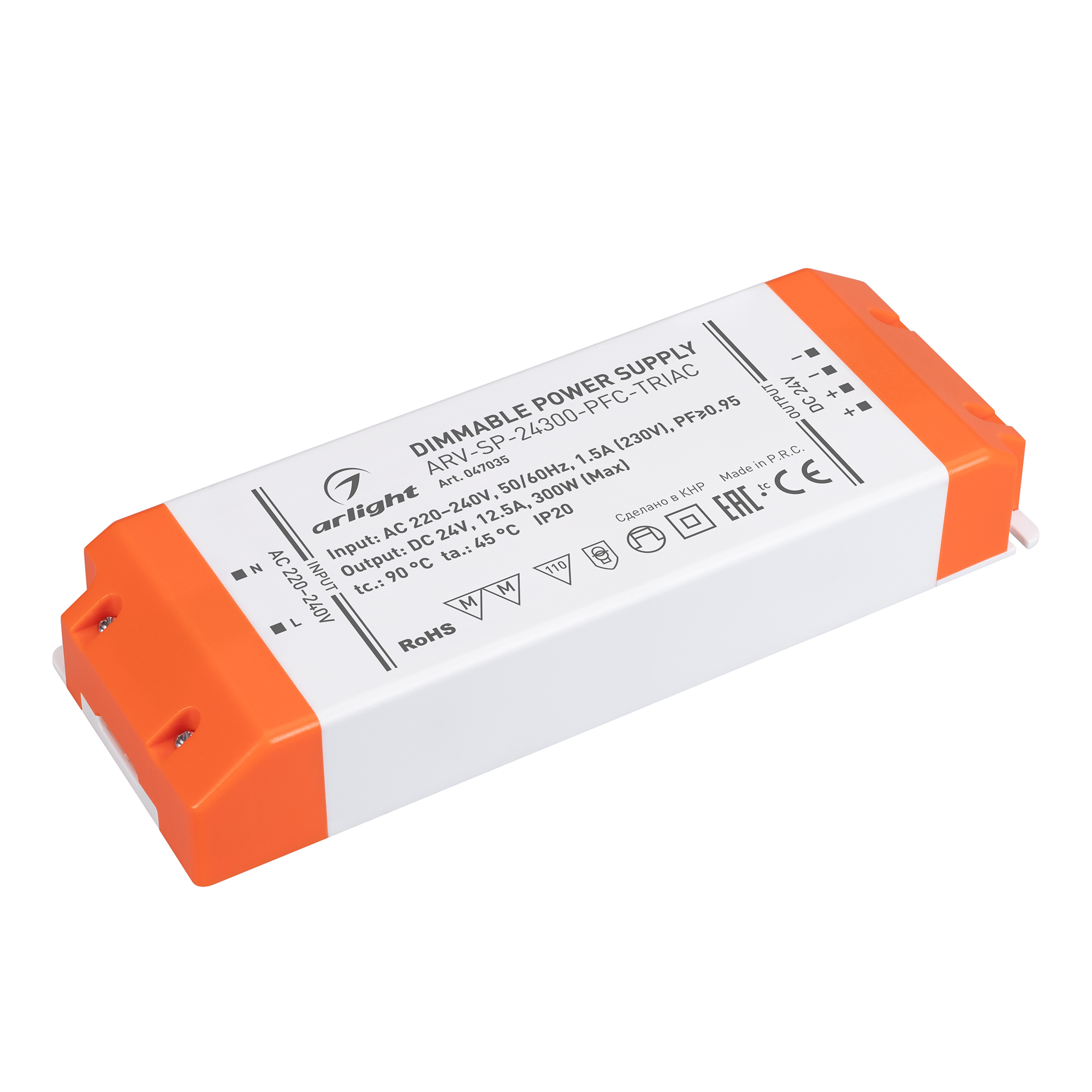 

Блок питания ARV-SP-24300-PFC-TRIAC (24V, 12.5A, 300W) (Arlight, IP20 Пластик, 5 лет), ARV-SP-24300-PFC-TRIAC