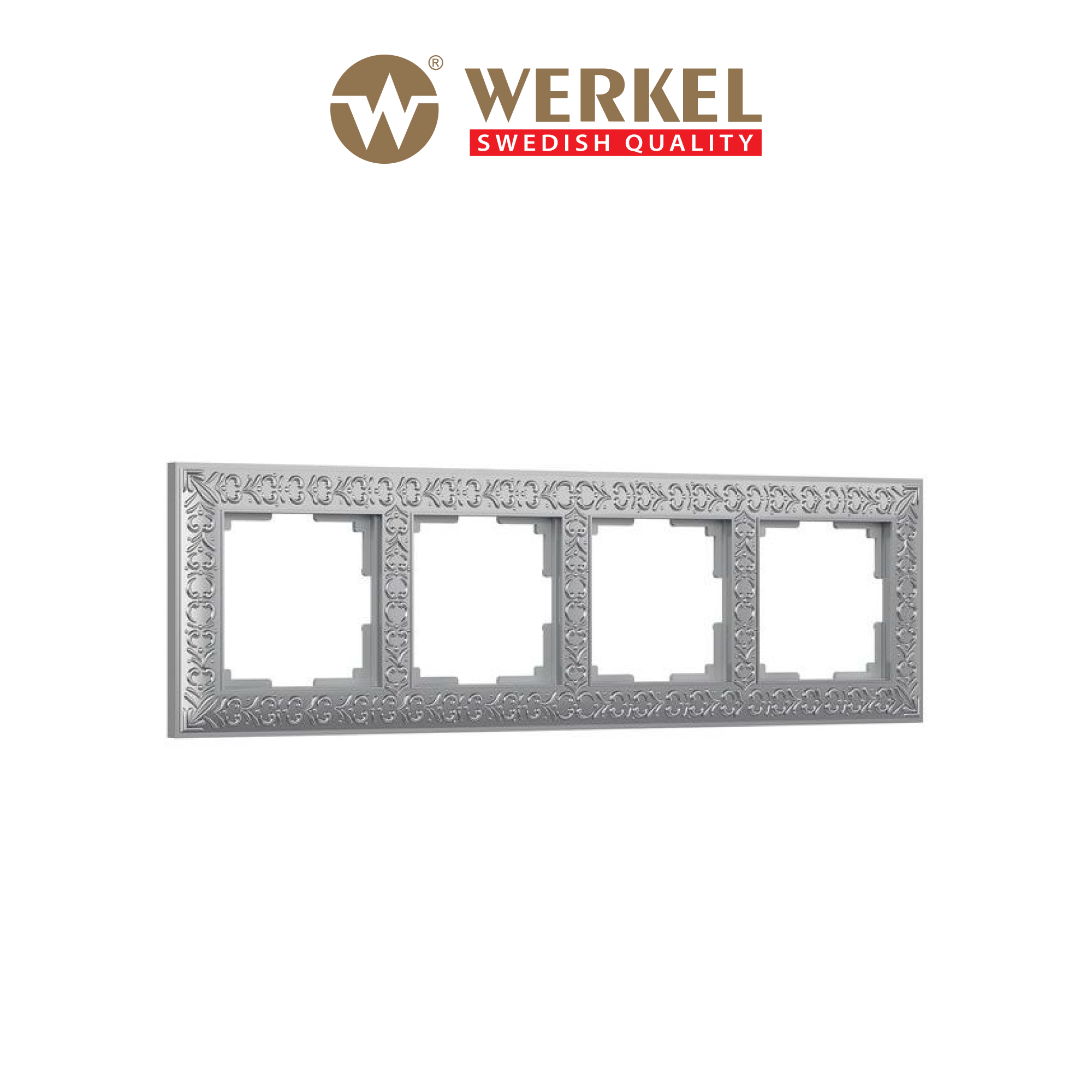 Рамка для розетки выключателя на 4 поста Werkel WL07-Frame-04 Antik матовый хром металл 887₽