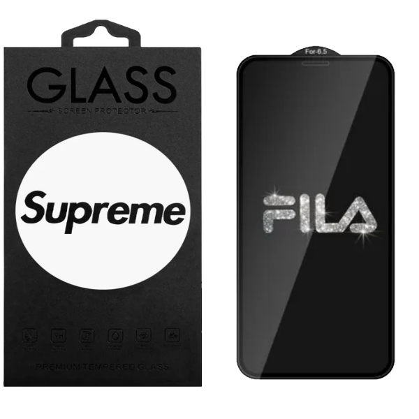 

Защитное стекло для iPhone 11 Pro Max/XS Max 3D с LOGO с блестками fila, Защитное стекло iPhone 11 Pro Max/XS Max 3D с LOGO с блестками fila