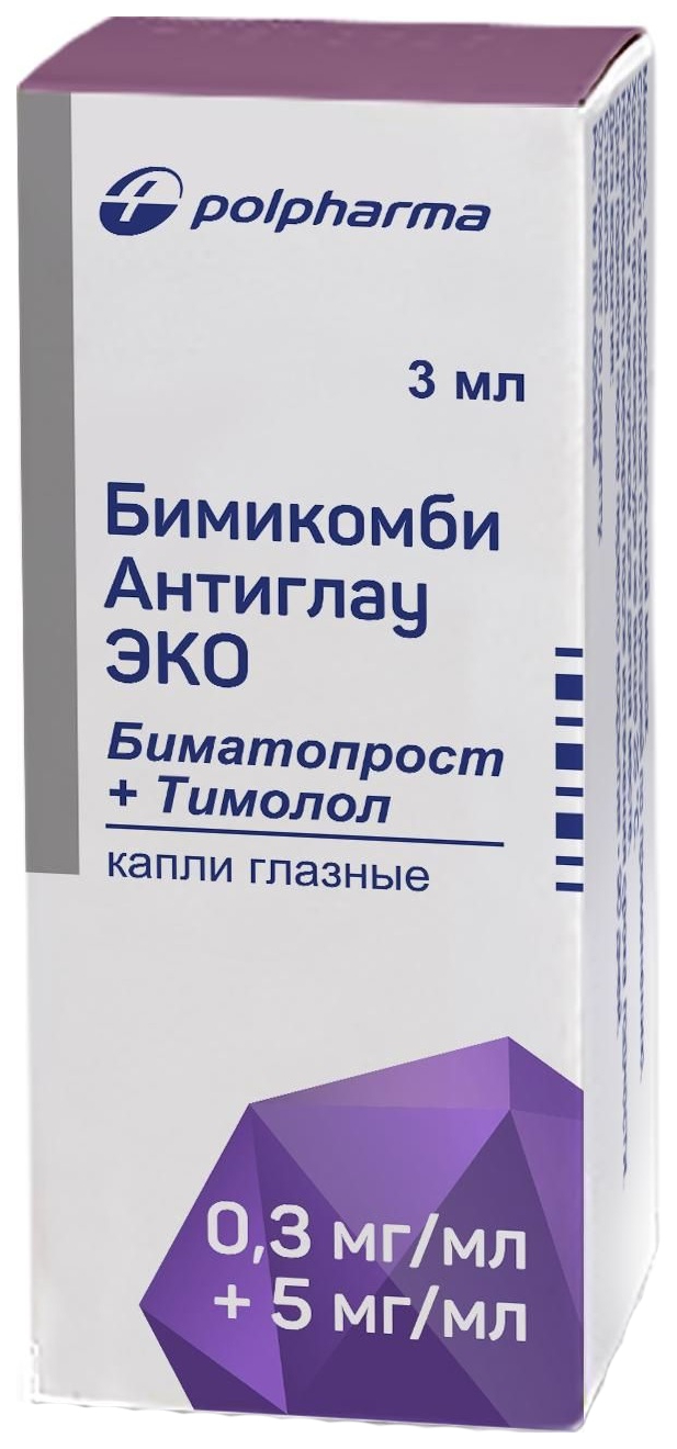Купить Бимикомби Антиглау ЭКО 0, 3 мг/мл+5 мг/мл капли глазные 3 мл 1 шт., Polfa Tarchomin