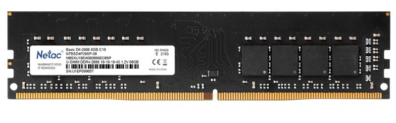 

Оперативная память Netac DDR4 1x8Gb 2666MHz (NTBSD4P26SP-08)