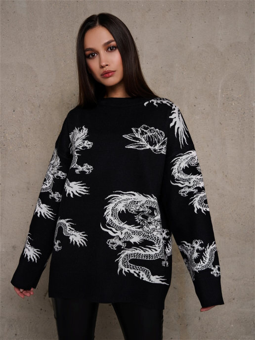 

Свитер женский Feelz Dragon черный S, Dragon