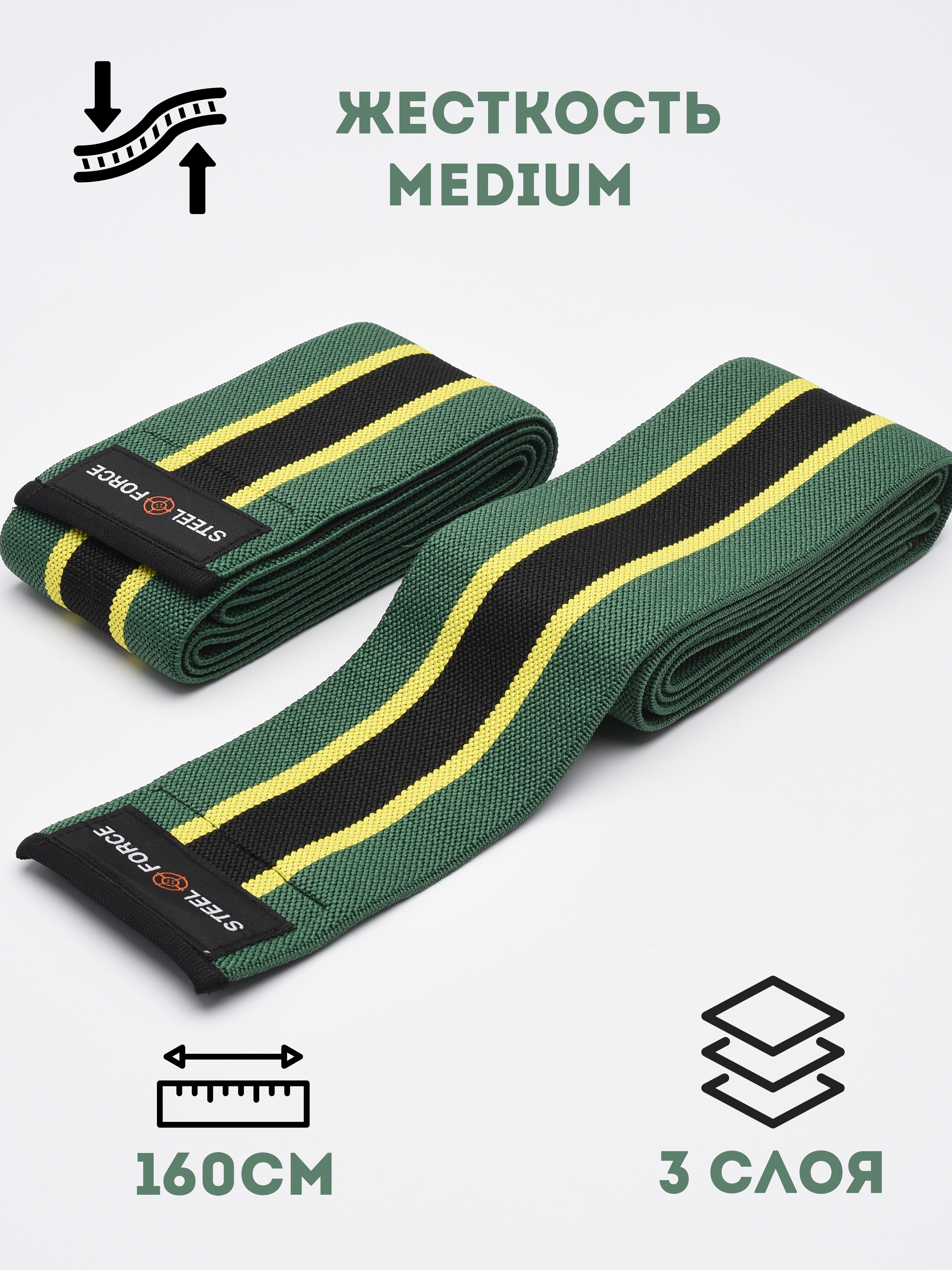 Коленные бинты Steel Force 160см Жесткость: Medium, 2шт