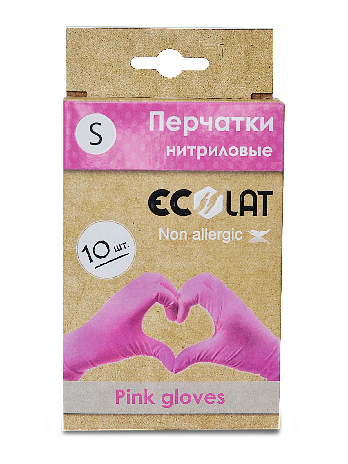 Купить Nitrile gloves, Перчатки медицинские розовые EcoLat, размер S, 10 шт