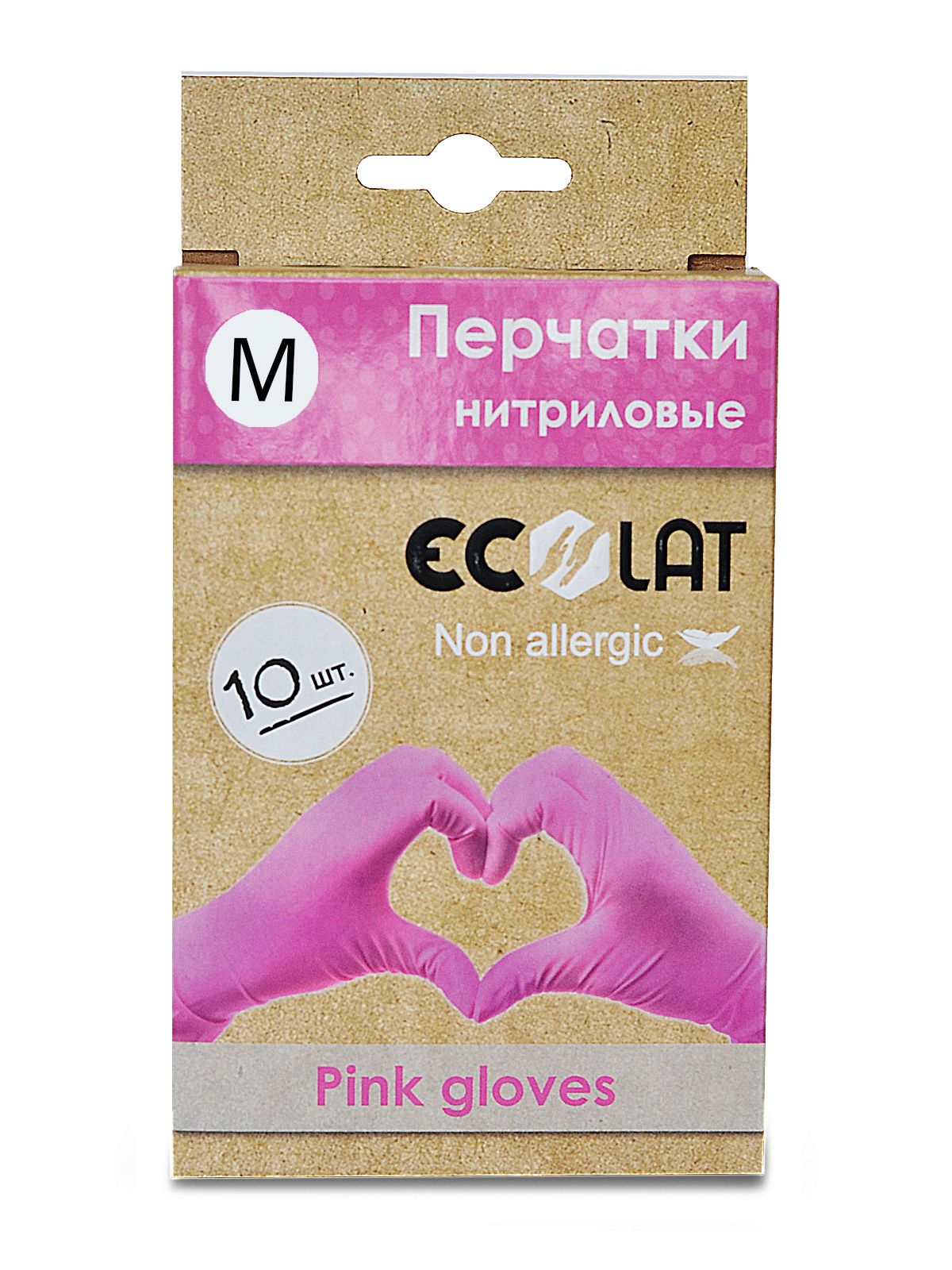 фото Перчатки медицинские розовые ecolat, размер m, 10 шт