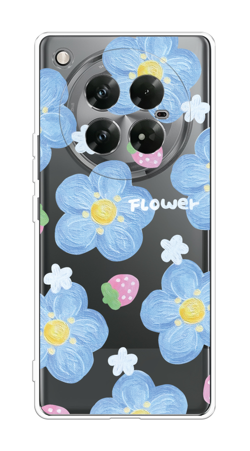 

Чехол на Infinix Zero 40 5G "Цветы и клубники", Прозрачный;голубой;белый, 3106650-1