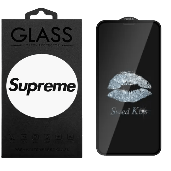 

Защитное стекло для iPhone 11 Pro Max/XS Max 3D с LOGO с блестками kiss, Защитное стекло iPhone 11 Pro Max/XS Max 3D с LOGO с блестками kiss