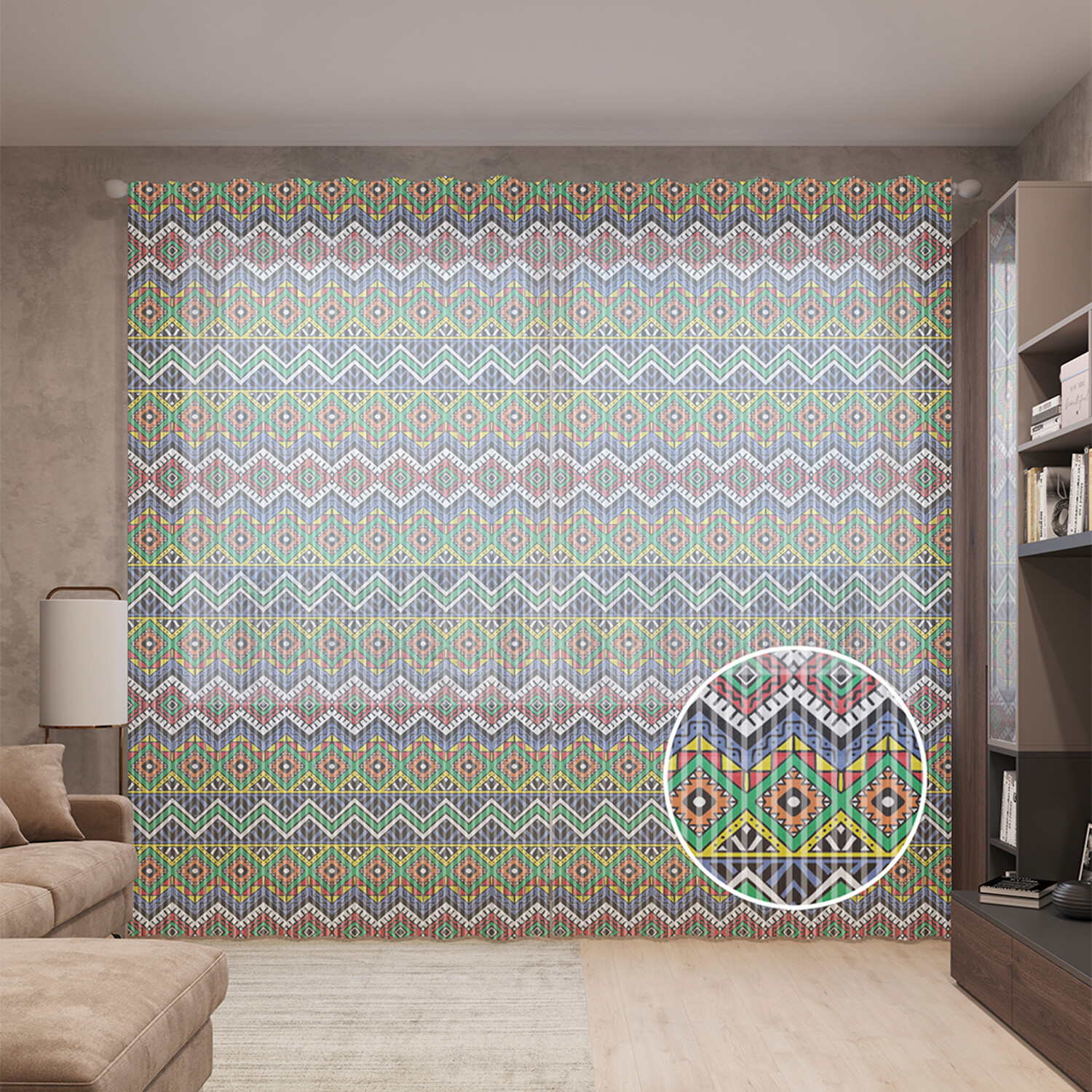 

Тюль вуаль на шторной ленте с принтом JoyArty "Этнические узоры", 310х265 см, Этнические узоры