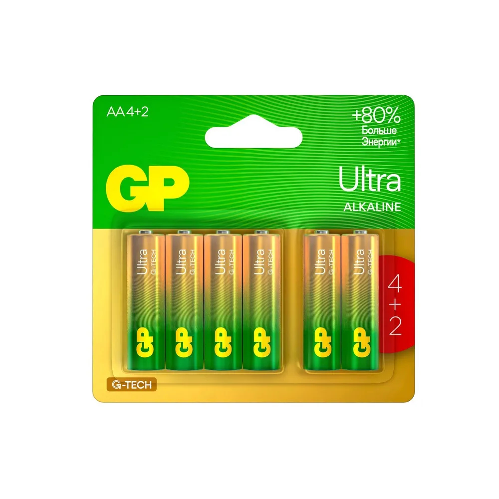 

Батарейки GP Ultra G-Tech алкалиновые, AA, 6 шт.