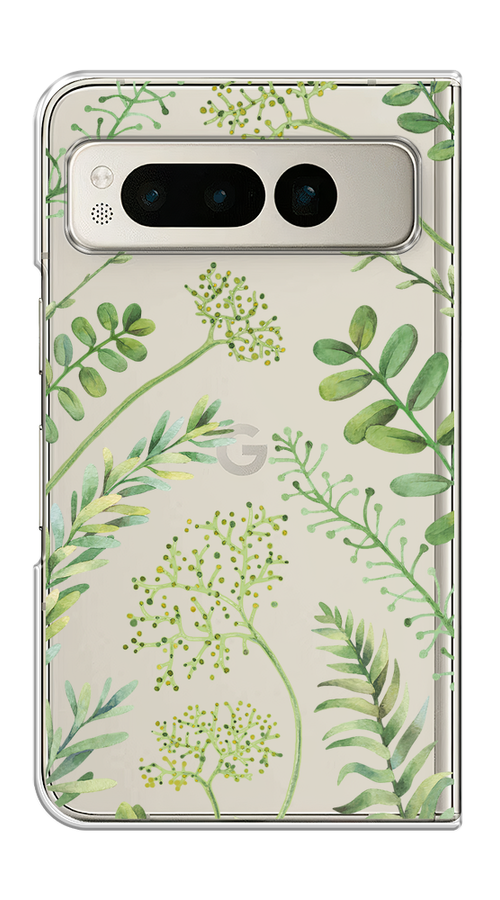 

Чехол на Google Pixel Fold "Green Leaves", Зеленый;прозрачный, 271850-1