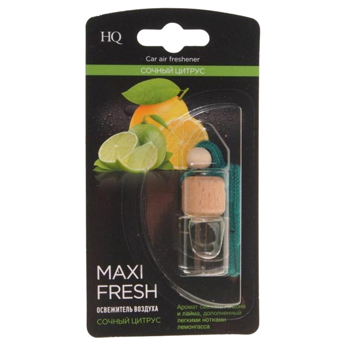 фото Ароматизатор подвесной жидкостный (сочный цитрус) с деревянной крышкой 5мл maxi fresh