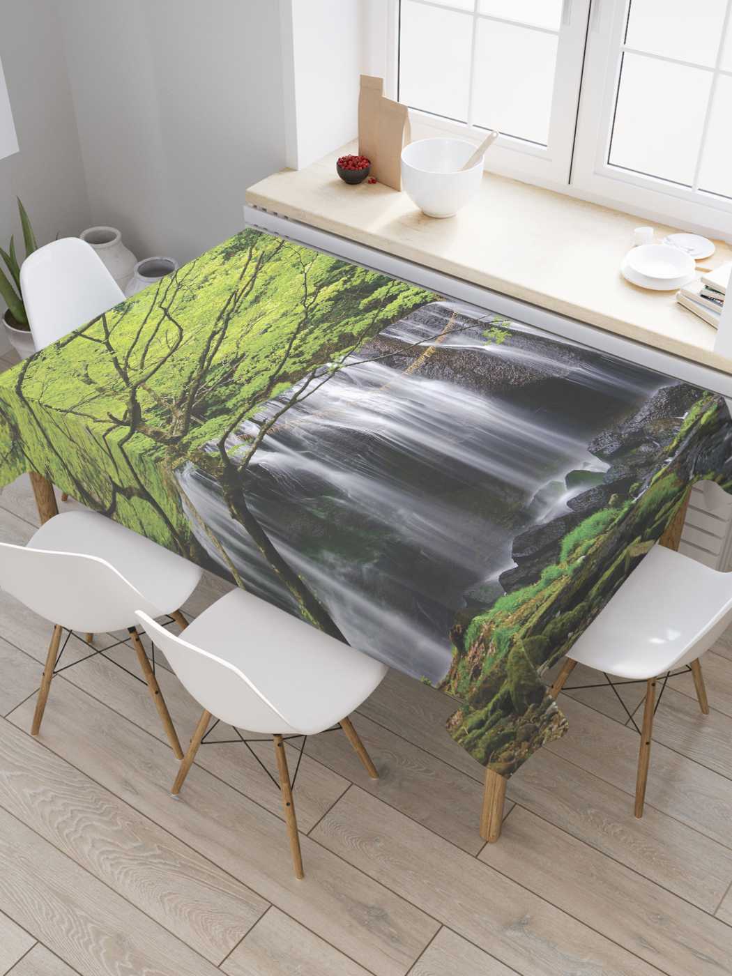 

Скатерть прямоугольная JoyArty "Водная стихия" из оксфорда, 120x145 см, Зеленый, Водная стихия