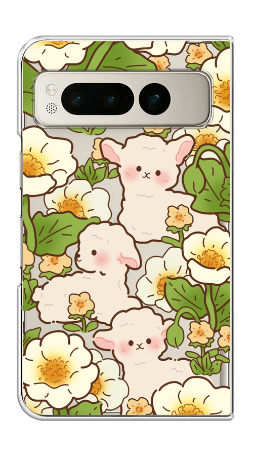 

Чехол на Google Pixel Fold "Овечки в цветах", Зеленый;бежевый, 271850-1