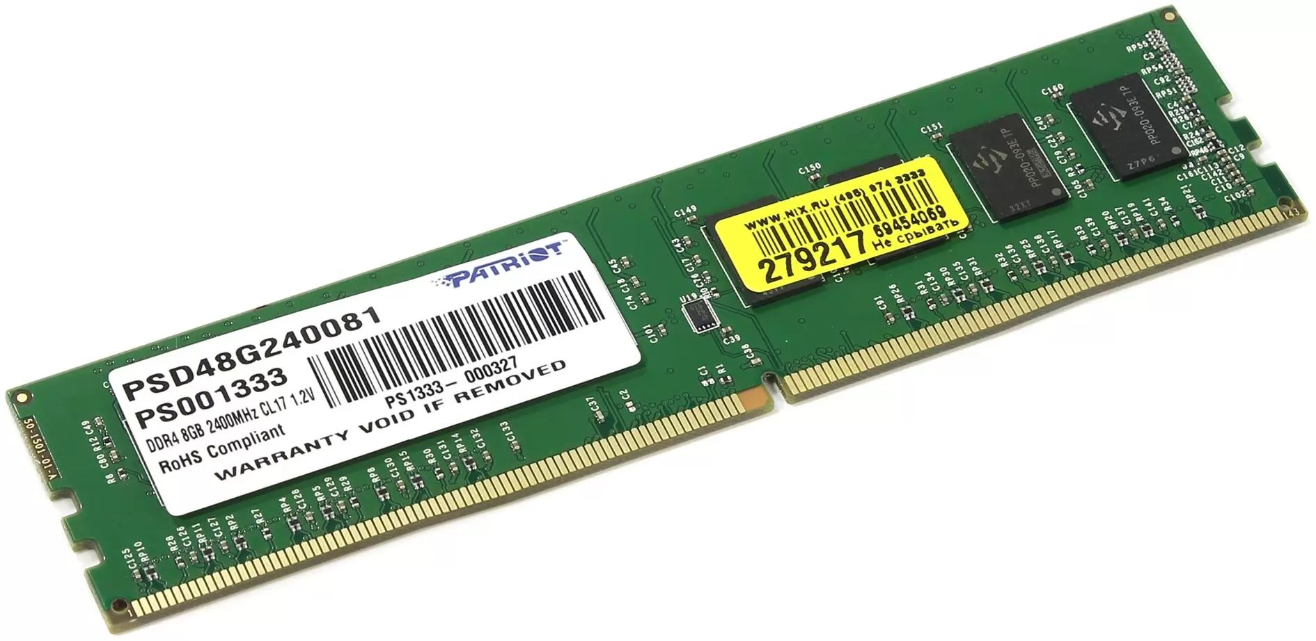 

Оперативная память Patriot Memory DDR4 1x8Gb 2400MHz (PSD48G240081)