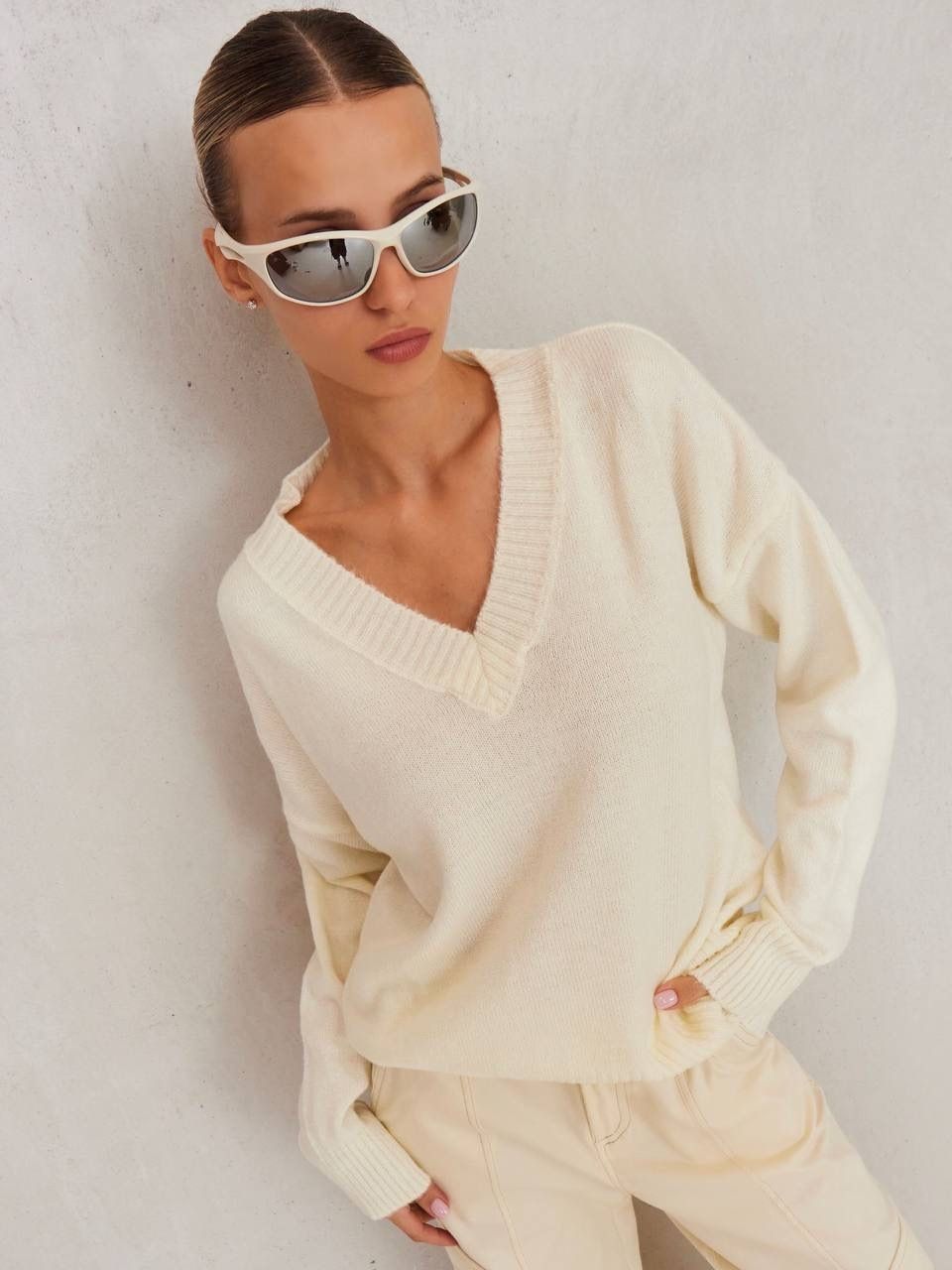 

Пуловер женский Feelz V Neck бежевый, V Neck