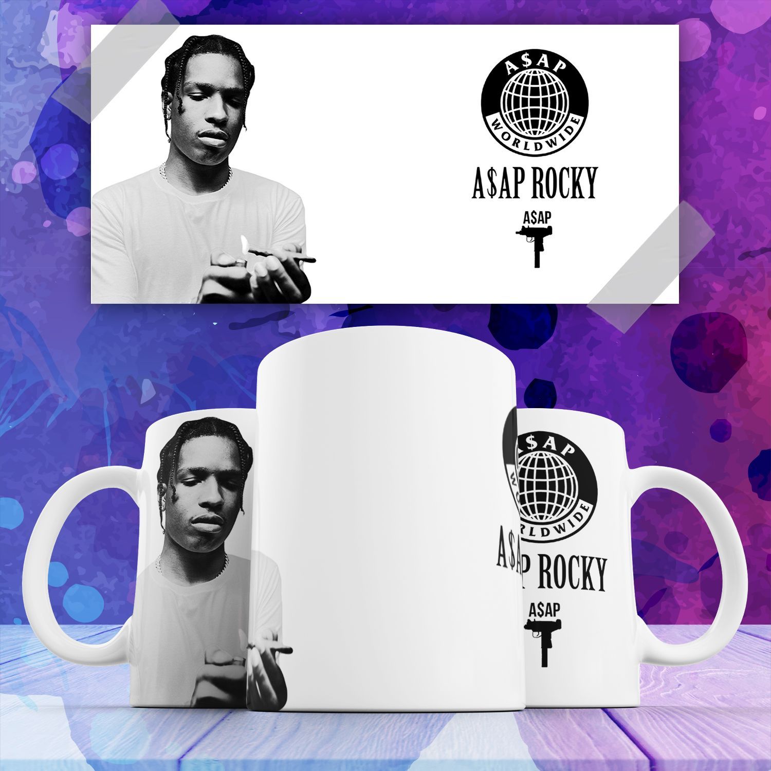 

Кружка с принтом asap rocky раким ательстон майерс рэпер 330 мл