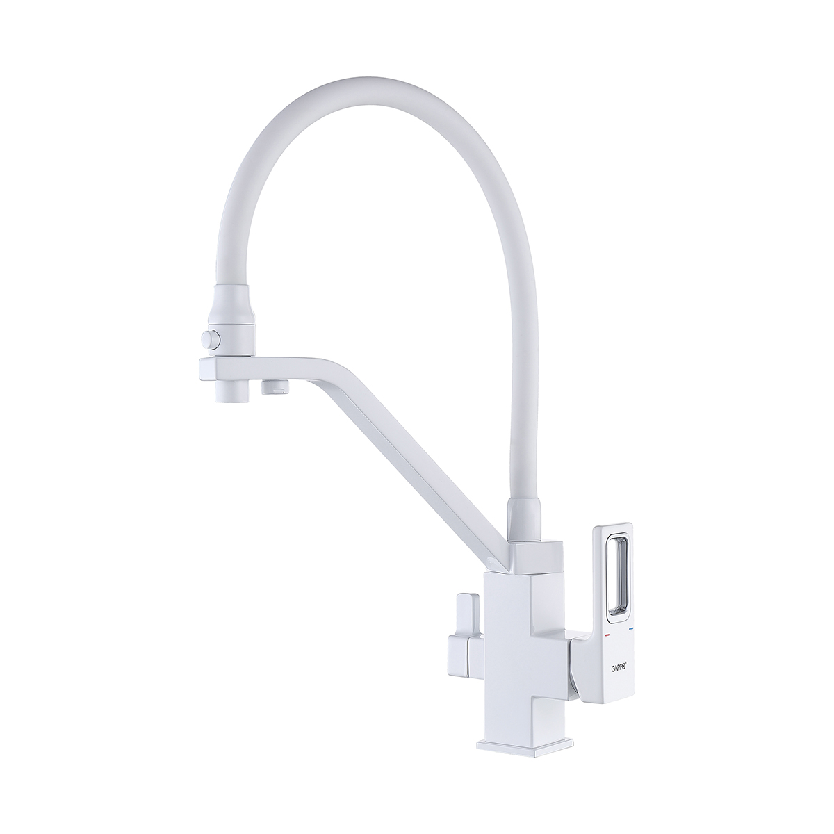 Смеситель для кухни(мойки) Gappo G4317-8 с встроенным фильтром, белый ручной душ gappo