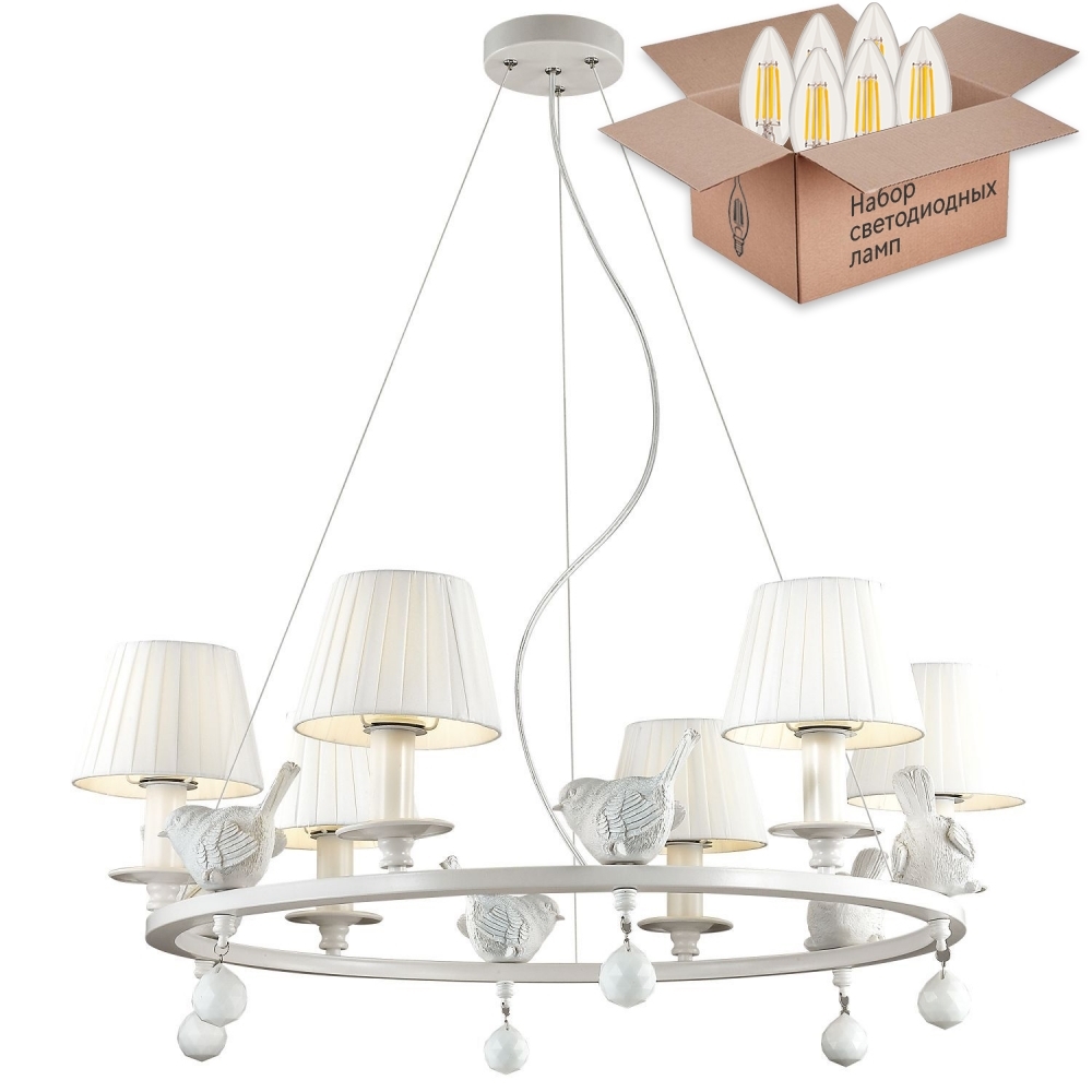 

Подвесная люстра с лампочками Favourite Vogel 1705-6P+Lamps E14 Свеча