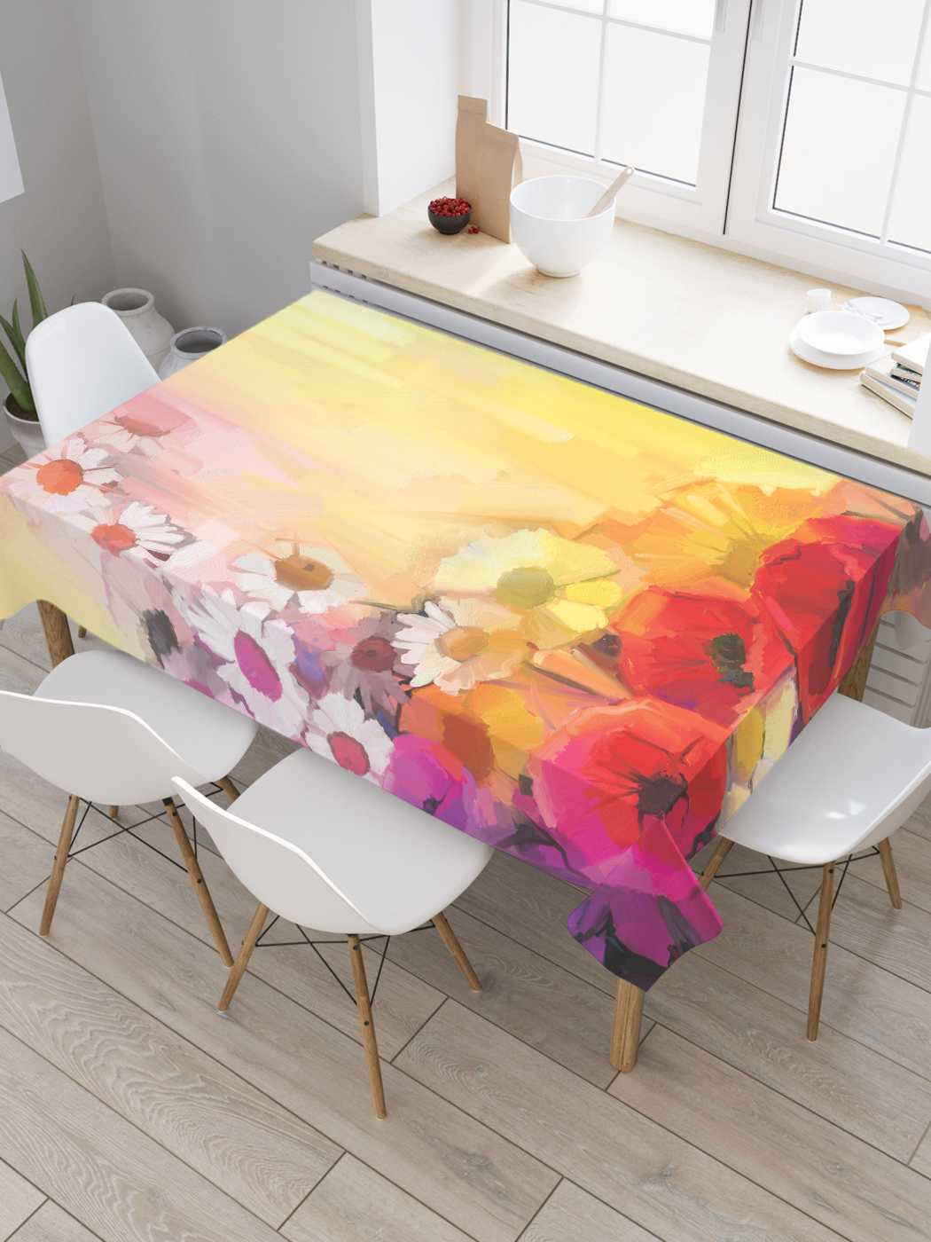 

Скатерть прямоугольная JoyArty "Цветочная лестница" из оксфорда, 120x145 см, Желтый, Цветочная лестница