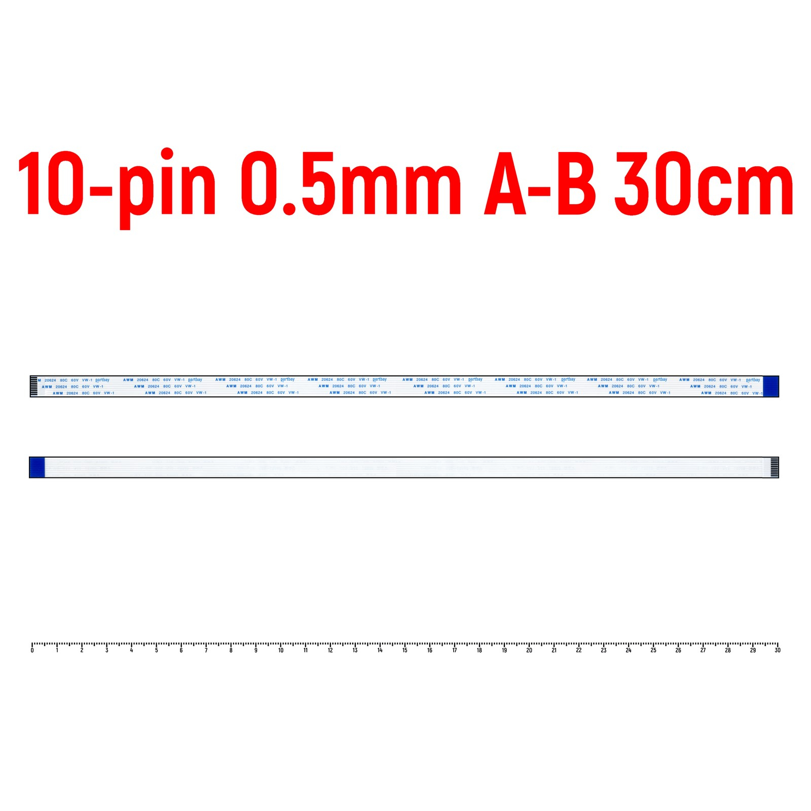 Шлейф FFC 10-pin Шаг 0.5mm Длина 30cm