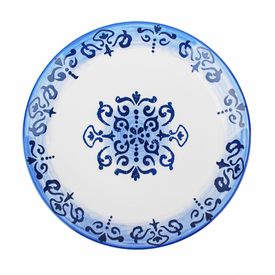 Тарелка сервировочная Ivlev Chef Этника фарфор 26 х 26 х 3 см бело-синий