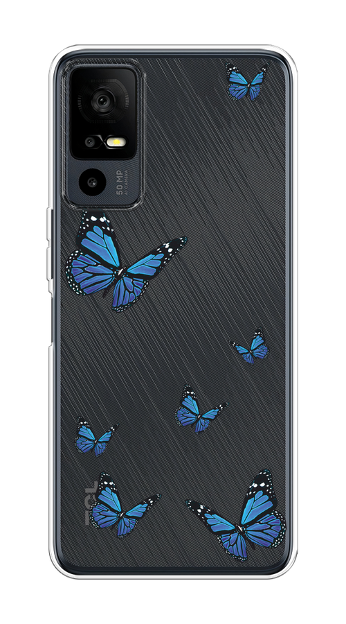 

Чехол на TCL 40R 5G "Blue butterflies", Синий;черный, 291250-1