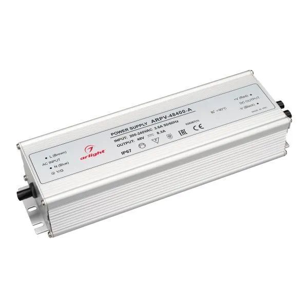 

Блок питания ARPV-48400-A (48V, 8.3A, 400W) (Arlight, IP67 Металл, 3 года),028367(1), Серебристый