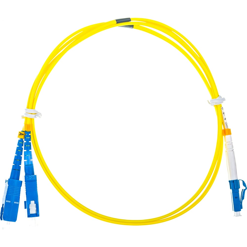 Переходной волоконно-оптический шнур NIKOMAX желтый, 1м NMF-PC2S2C2-SCU-LCU-001