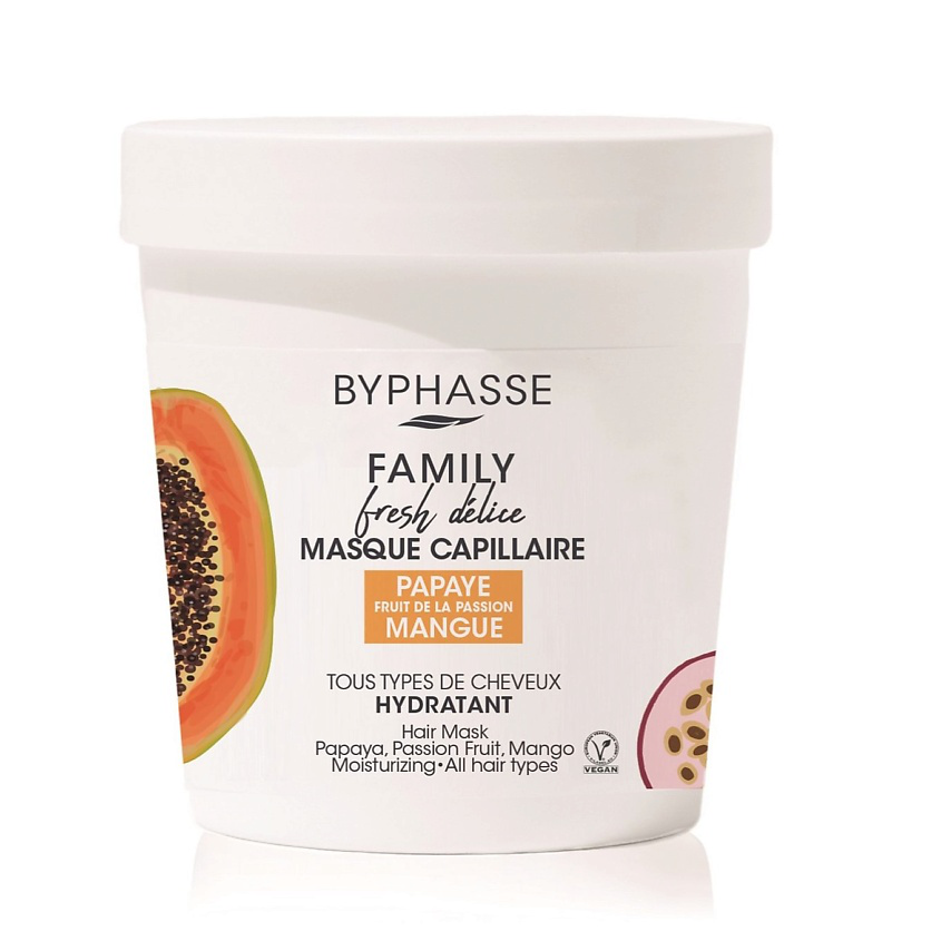 Маска для волос Byphasse Family Fresh Delice длявсехтипов волоспапайямаракуйяиманго250 мл runaf family маска для волос авокадо 200 0