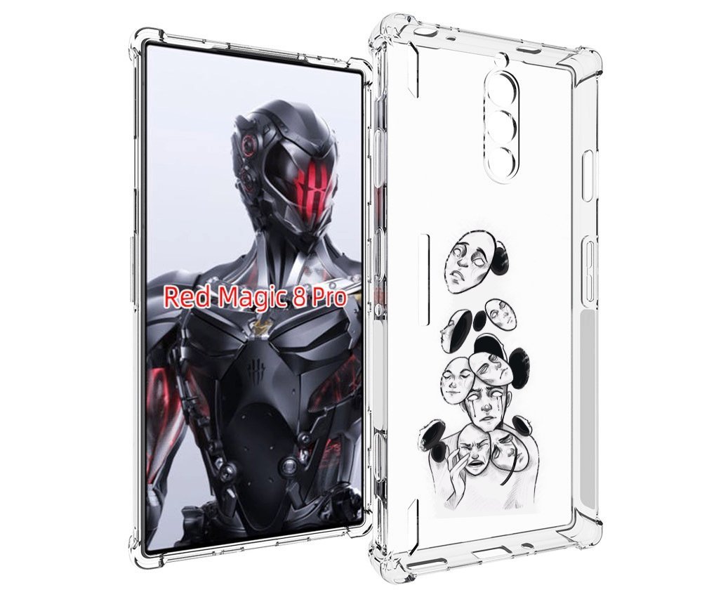 Чехол MyPads человек с разными масками для ZTE Nubia Red Magic 8 Pro / Red Magic 8 Pro ...