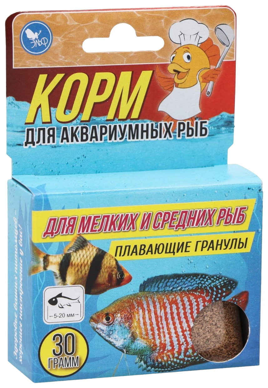 Корм для мелких и средних аквариумных рыб Аквакулинар, повседневный, 30 г