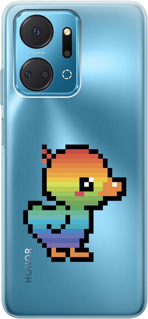

Силиконовый чехол на Honor X7a с 3D принтом "Pixel Duck" прозрачный, Прозрачный;желтый, 159389