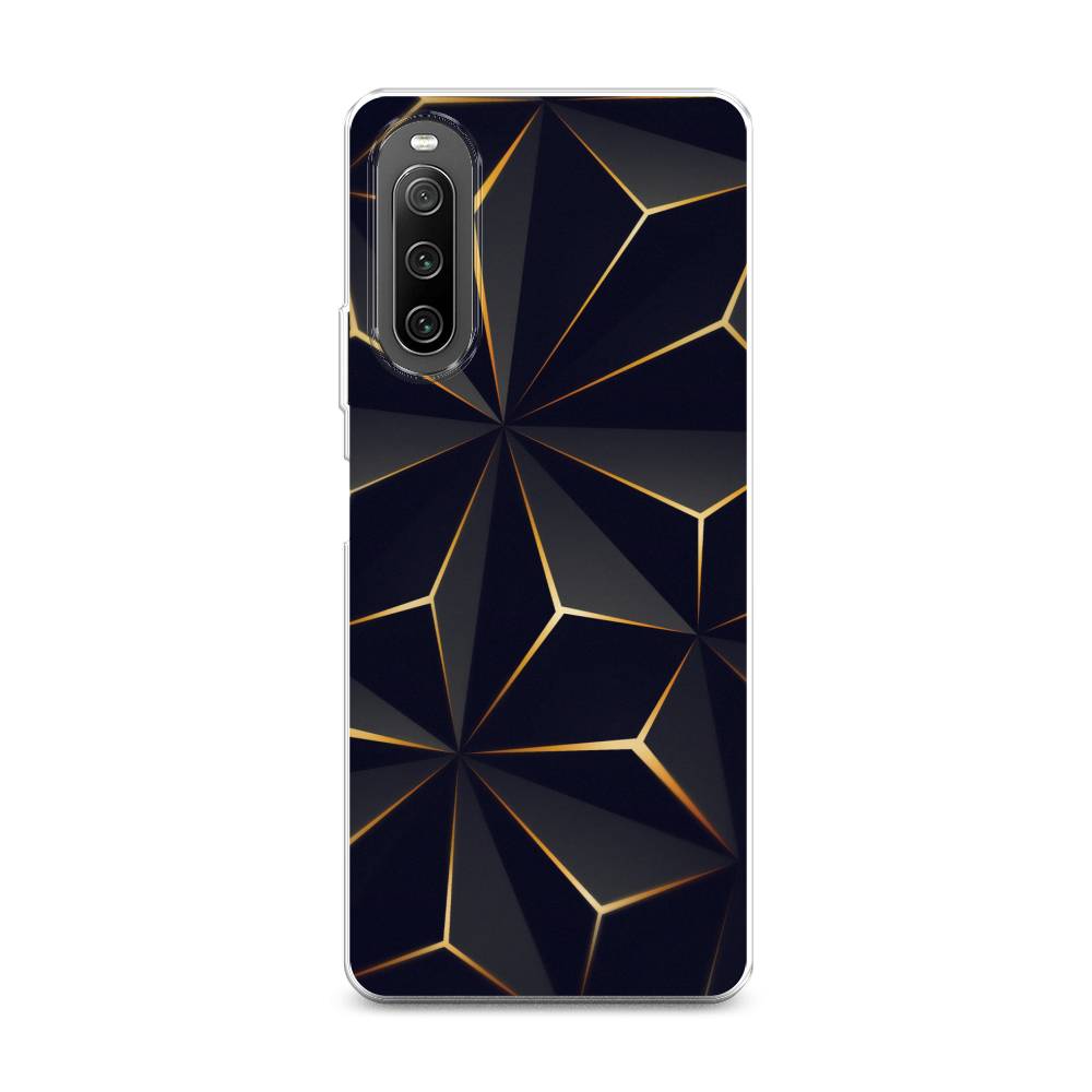 

Чехол на Sony Xperia 10 IV "Черные полигоны", Золотистый;черный, 55250-3
