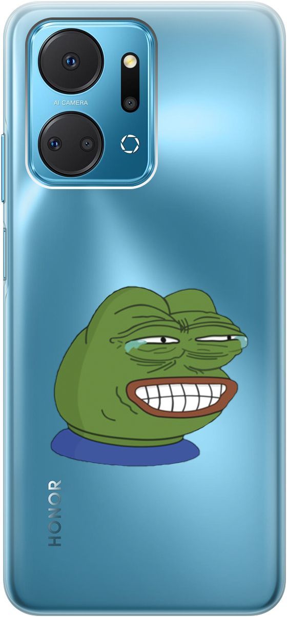 

Силиконовый чехол на Honor X7a с 3D принтом "Pepe the Frog" прозрачный, Прозрачный;зеленый, 159389