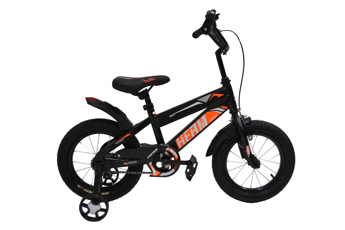 Велосипед детский HEAM 2024 16 SPORT рост 16, 104-122 см, черно-оранжевый звонок велосипедный детский vinca sport стальной 5 420114