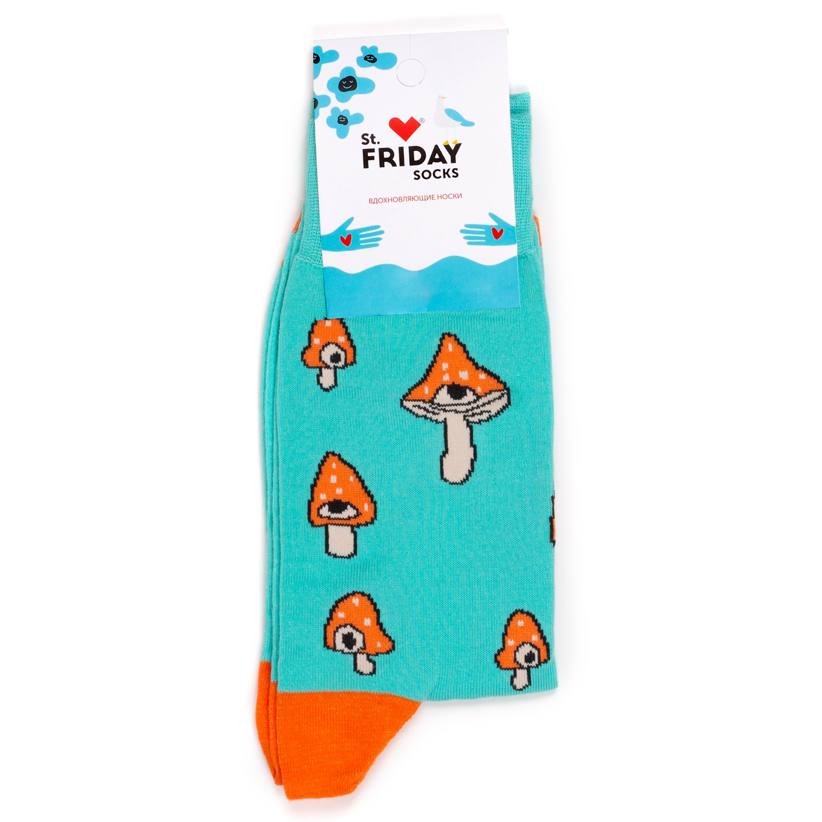 

Носки унисекс St. Friday Socks Грибы с глазами голубые 42-46, Голубой, Грибы с глазами