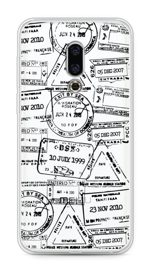 

Чехол на Meizu 16th "Visa stamps 2", Белый;черный;серый, 72750-2