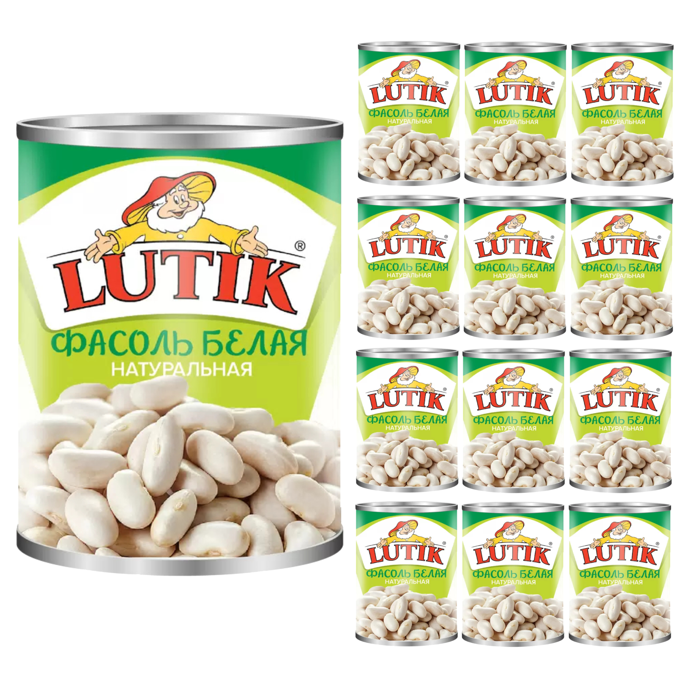 Фасоль Lutik белая, 12x425 мл