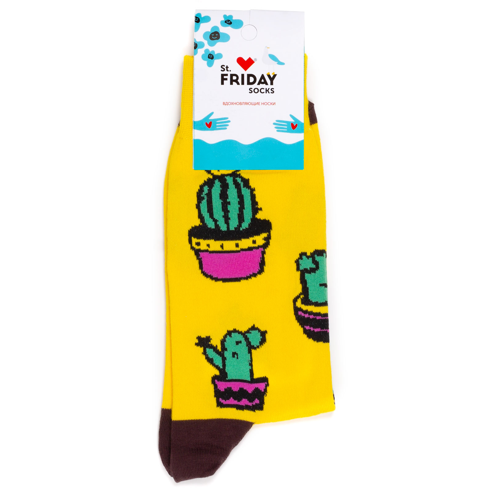 

Носки унисекс St. Friday Socks Кактусы желтые 42-46, Желтый, Кактусы