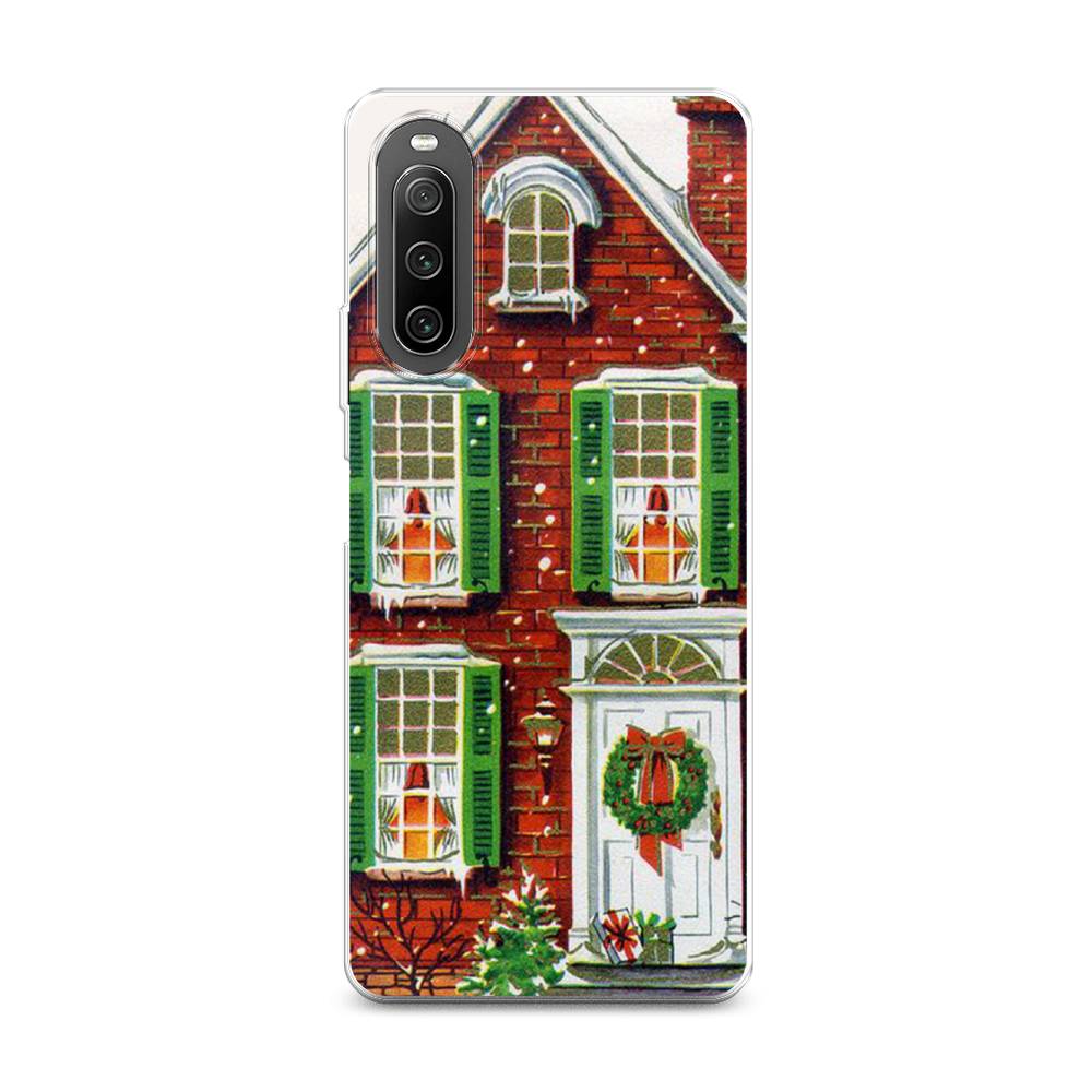 

Чехол на Sony Xperia 10 IV "Рождественский дом", Зеленый;красный;белый, 55250-5