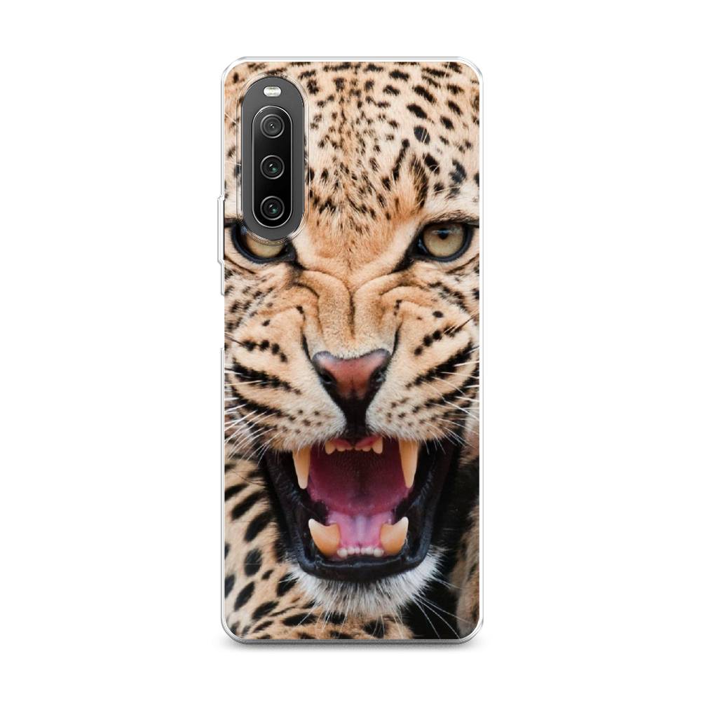 

Чехол на Sony Xperia 10 IV "Леопард 3d", Бежевый;черный, 55250-6
