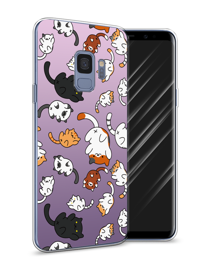 

Чехол Awog на Samsung Galaxy S9 "Котопад", Фиолетовый;белый, 25750-7