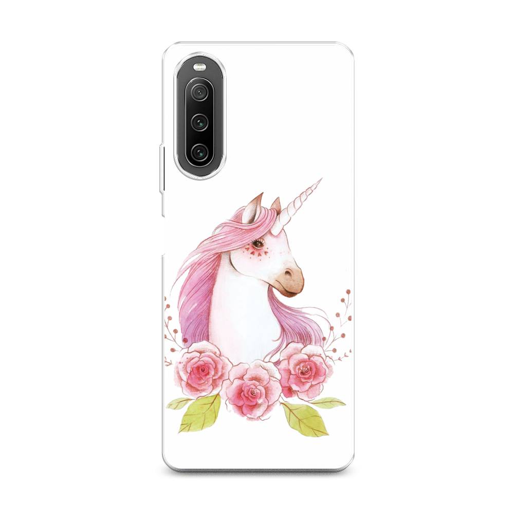 

Чехол на Sony Xperia 10 IV "Единорог цветы", Белый;розовый;серый, 55250-1