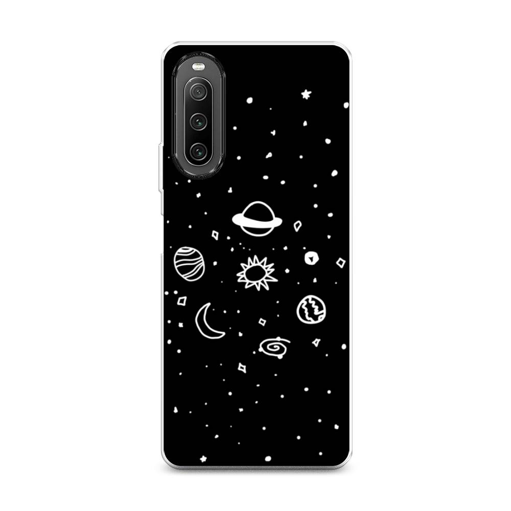 

Чехол на Sony Xperia 10 IV "Дудл солнечной системы", Бежевый;серый, 55250-2