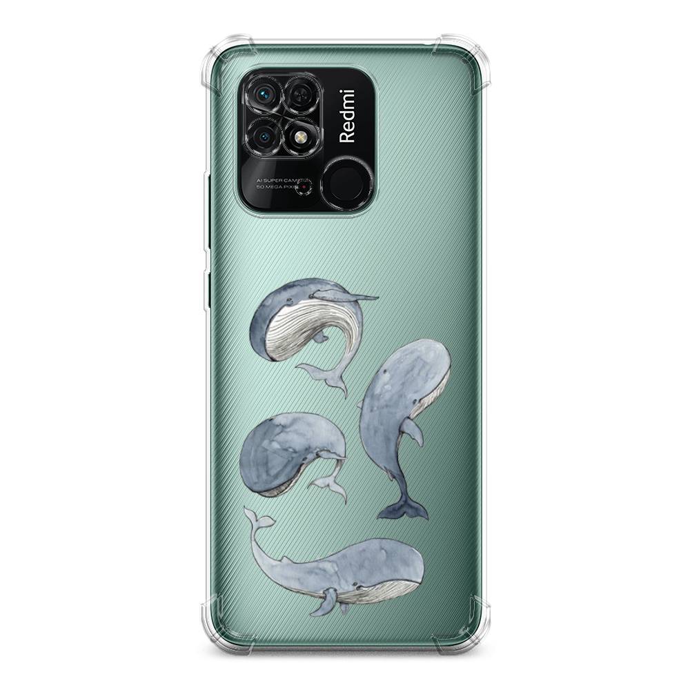

Чехол Awog на Xiaomi Redmi 10C / Сяоми Редми 10C "Киты", Белый;прозрачный;голубой
