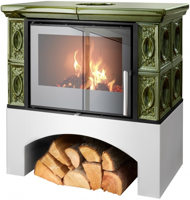 Дровяная печь ABX Panonie EXclusive кафельная, зеленая
